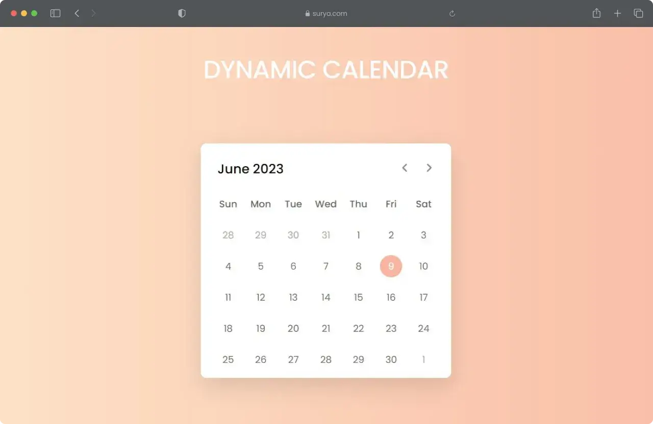 Dynamic Calendar JavaScript | Tutorial